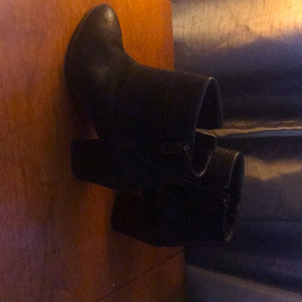 Black leather ankle boots
